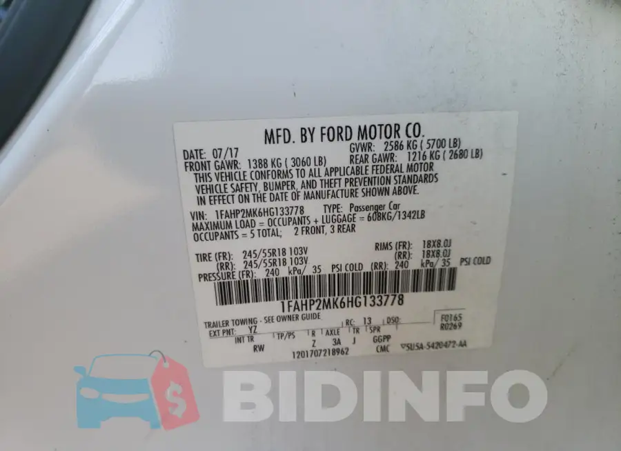 1FAHP2MK6HG133778 Photo# 12