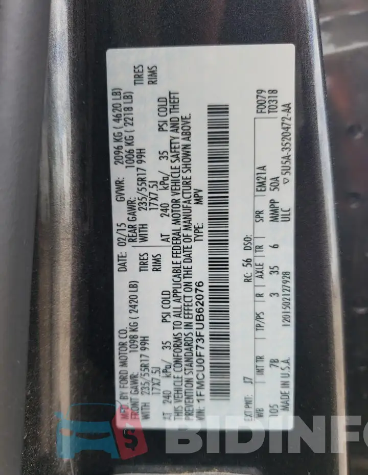 1FMCU0F73FUB62076 Photo# 12