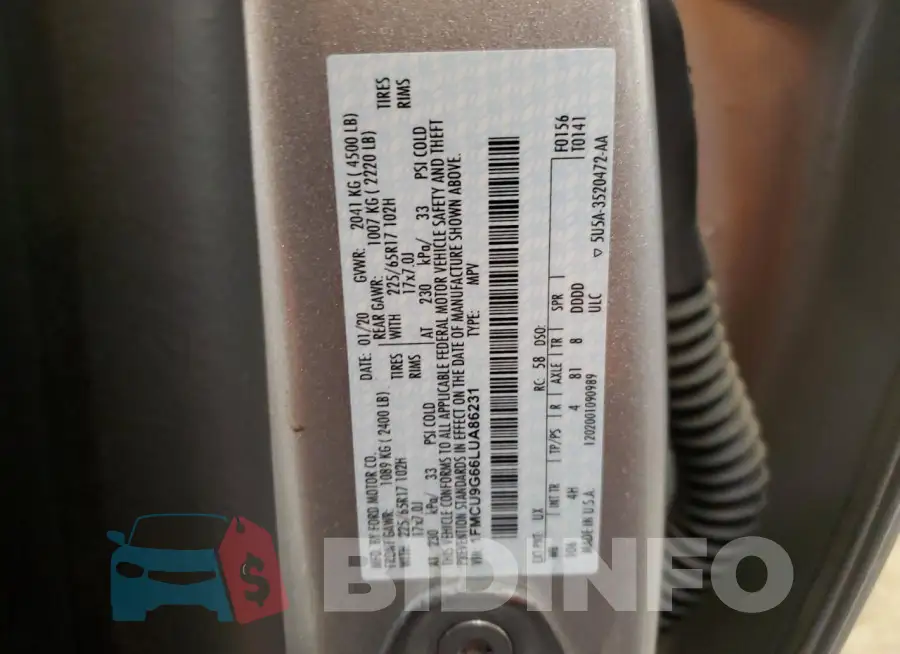 1FMCU9G66LUA86231 Photo# 13