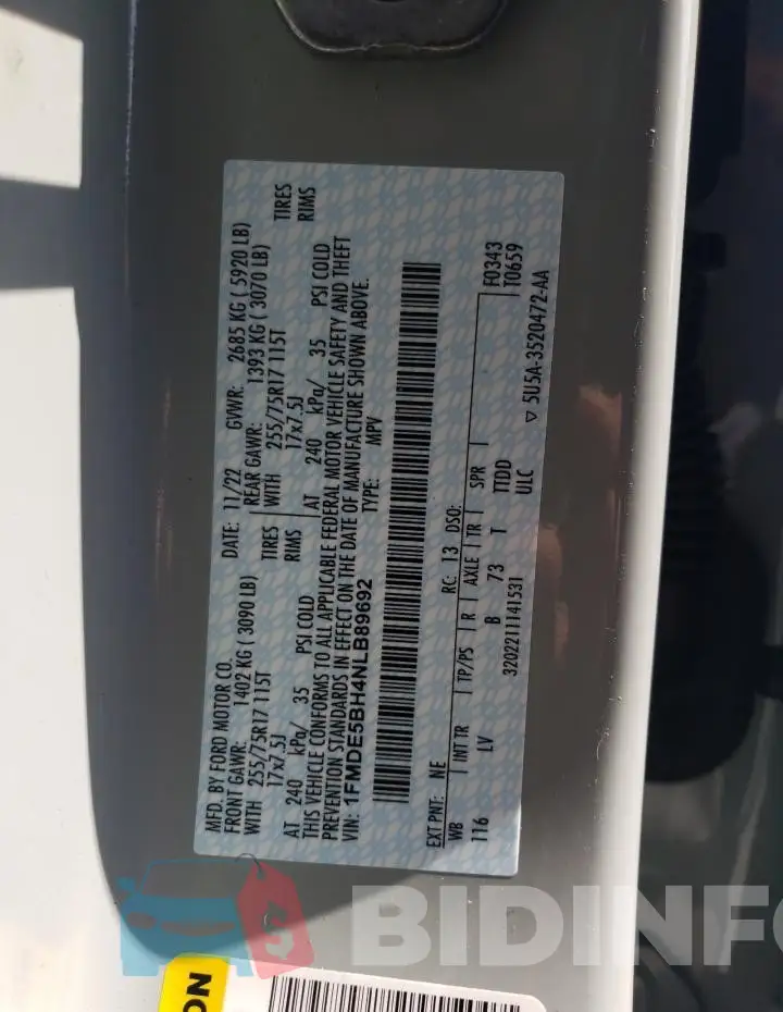 1FMDE5BH4NLB89692 Photo# 12