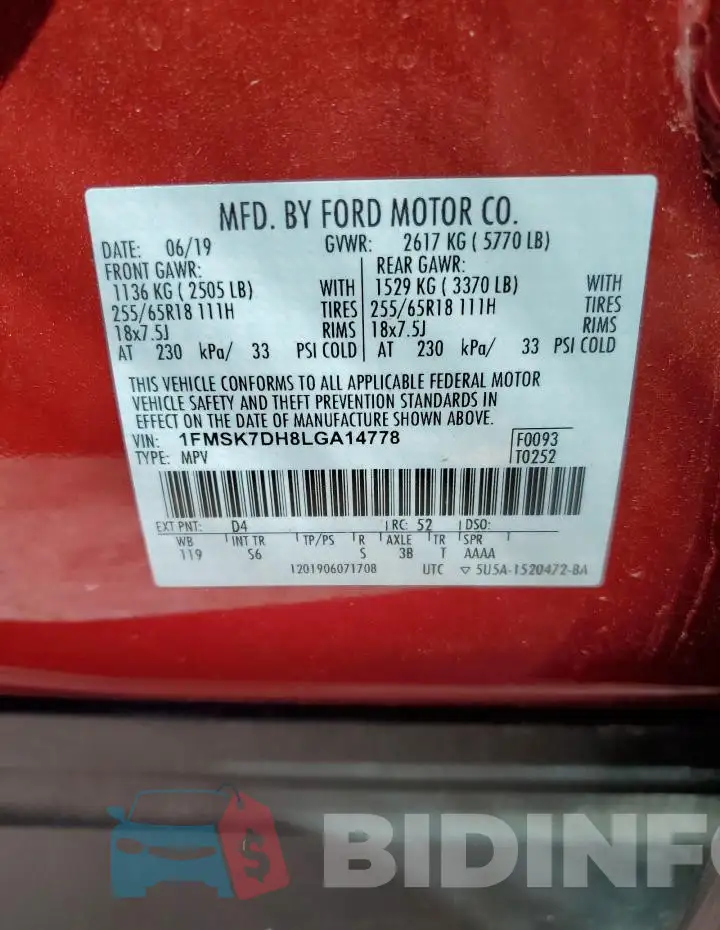 1FMSK7DH8LGA14778 Photo# 12