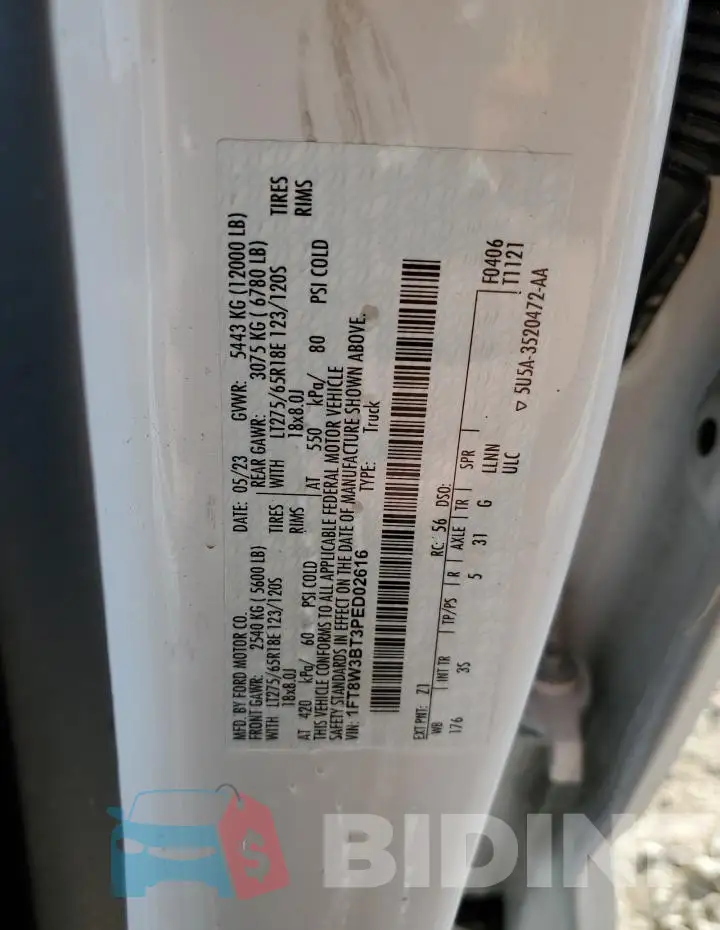 1FT8W3BT3PED02616 Photo# 12