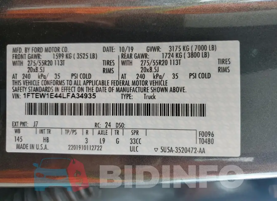 1FTEW1E44LFA34935 Photo# 13