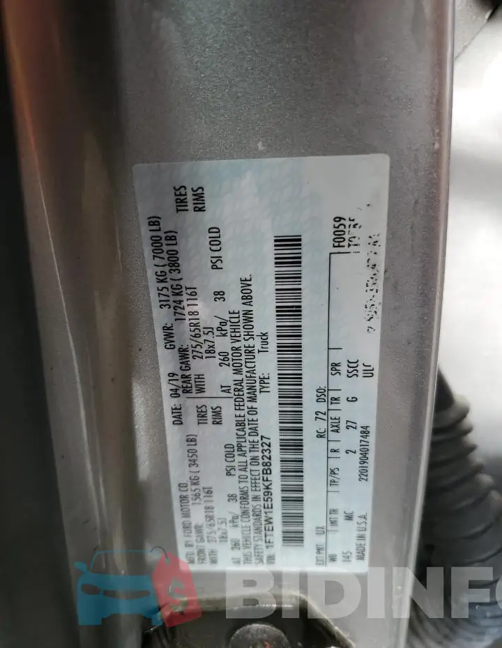 1FTEW1E59KFB82327 Photo# 12