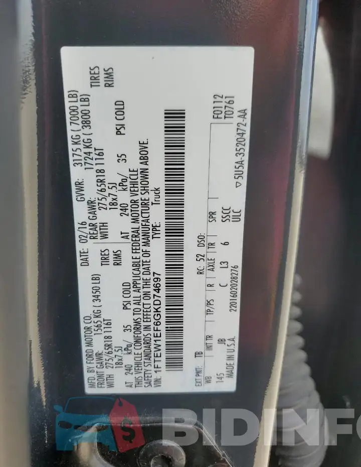 1FTEW1EF6GKD74697 Photo# 12