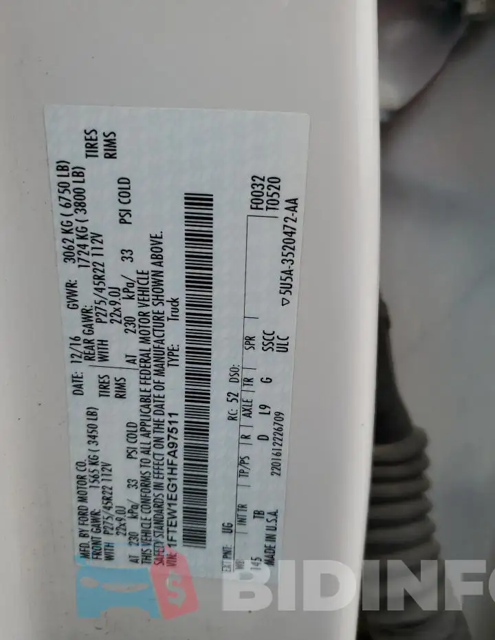 1FTEW1EG1HFA97511 Photo# 12