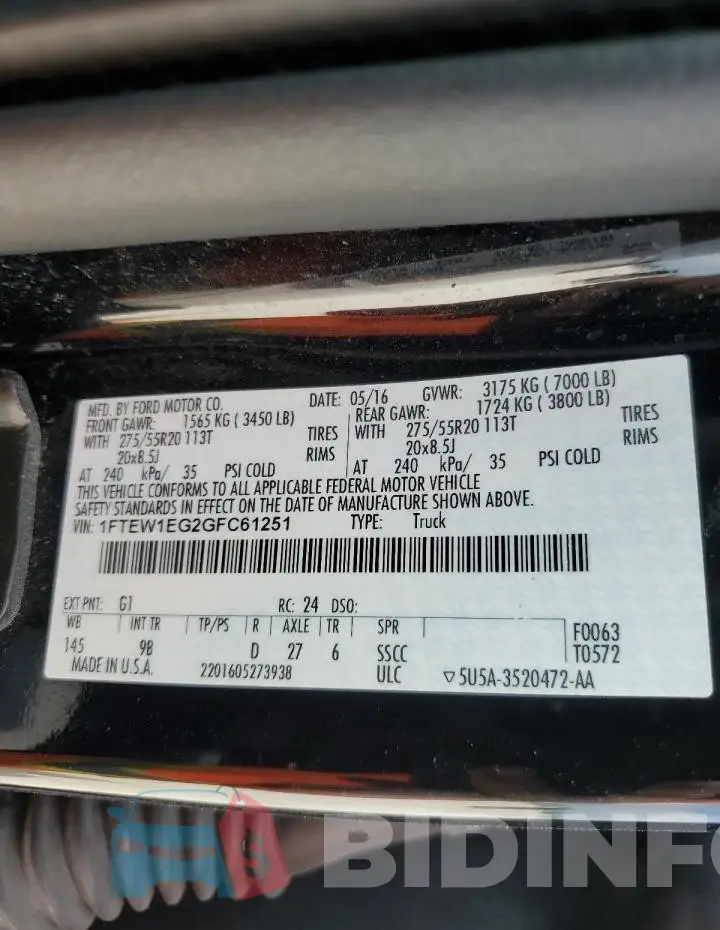 1FTEW1EG2GFC61251 Photo# 12