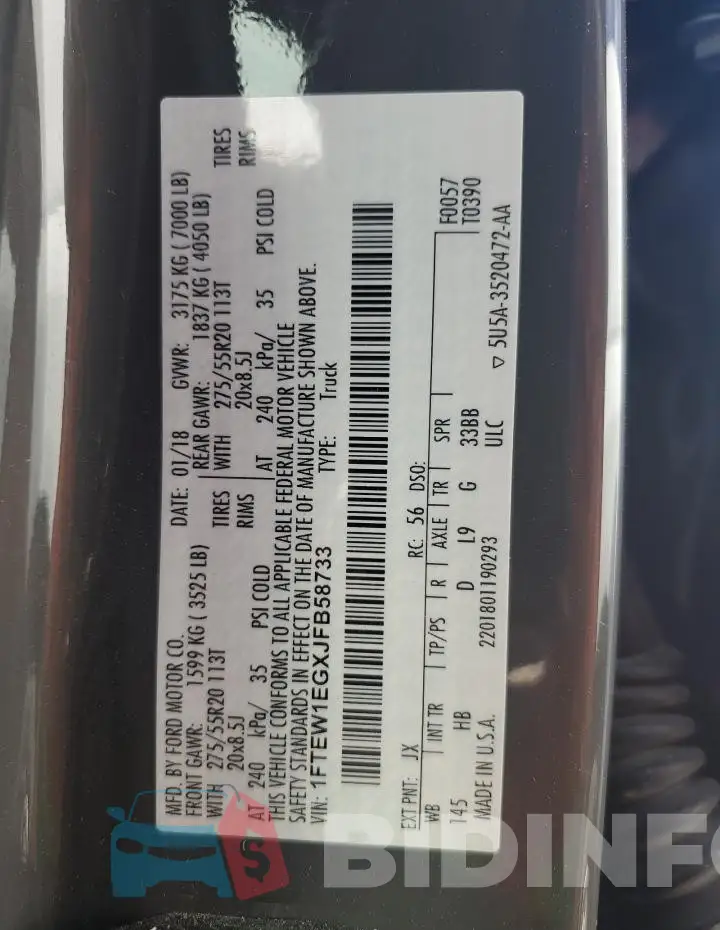 1FTEW1EGXJFB58733 Photo# 12