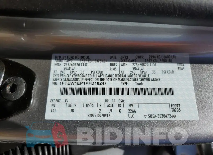 1FTEW1EP1PFD18247 Photo# 12