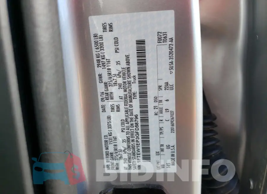 1FTEW1EP3GFD58796 Photo# 13