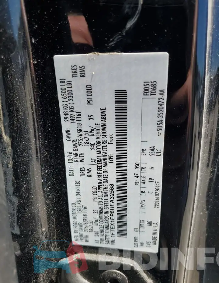 1FTEX1EP6HFA32568 Photo# 12