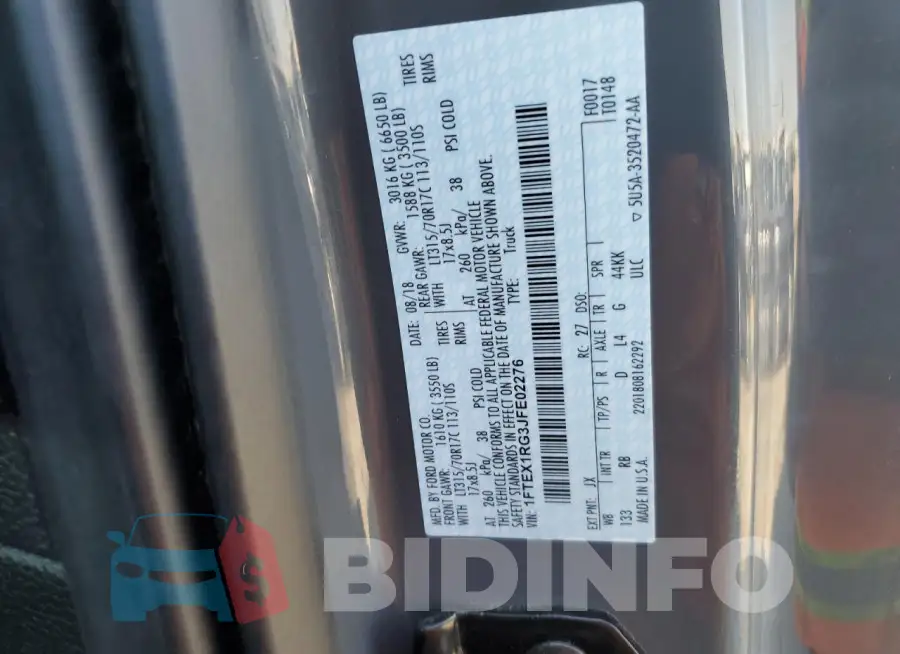 1FTEX1RG3JFE02276 Photo# 12