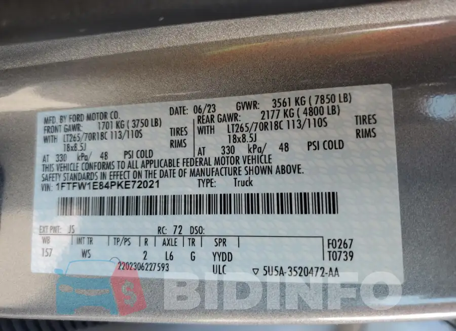 1FTFW1E84PKE72021 Photo# 13