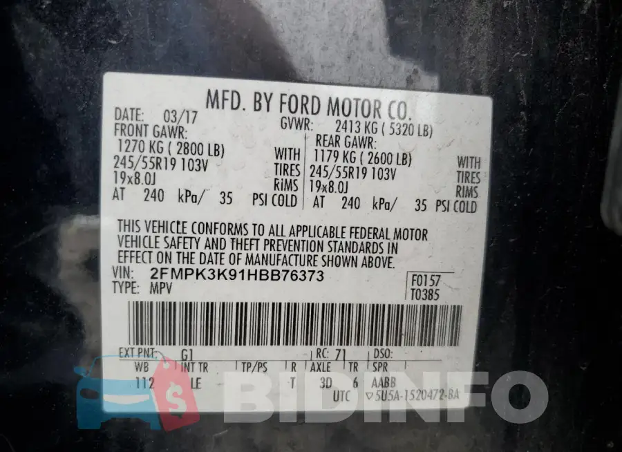 2FMPK3K91HBB76373 Photo# 13