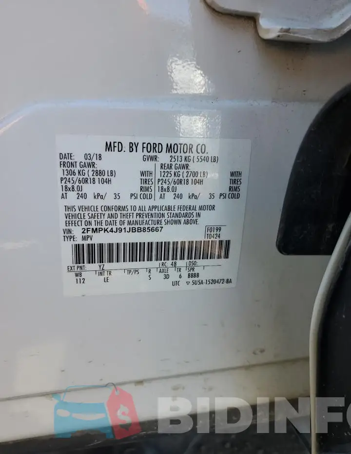 2FMPK4J91JBB85667 Photo# 12