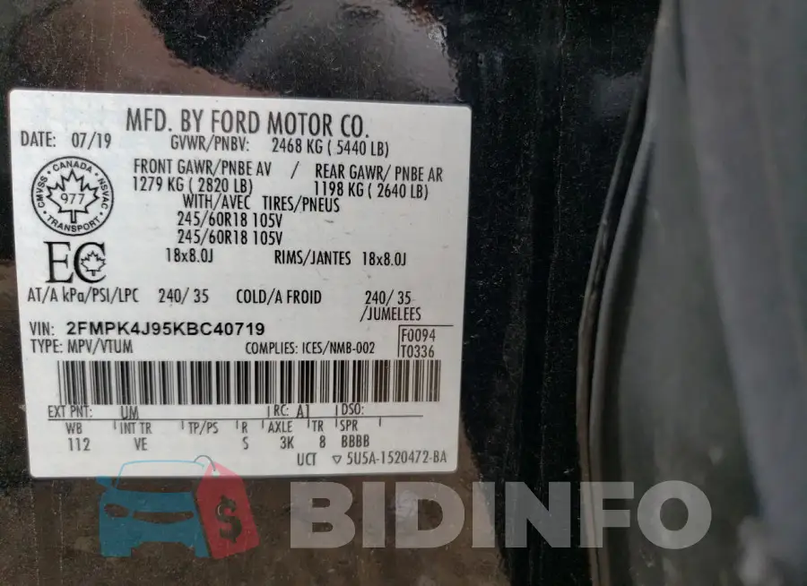 2FMPK4J95KBC40719 Photo# 12