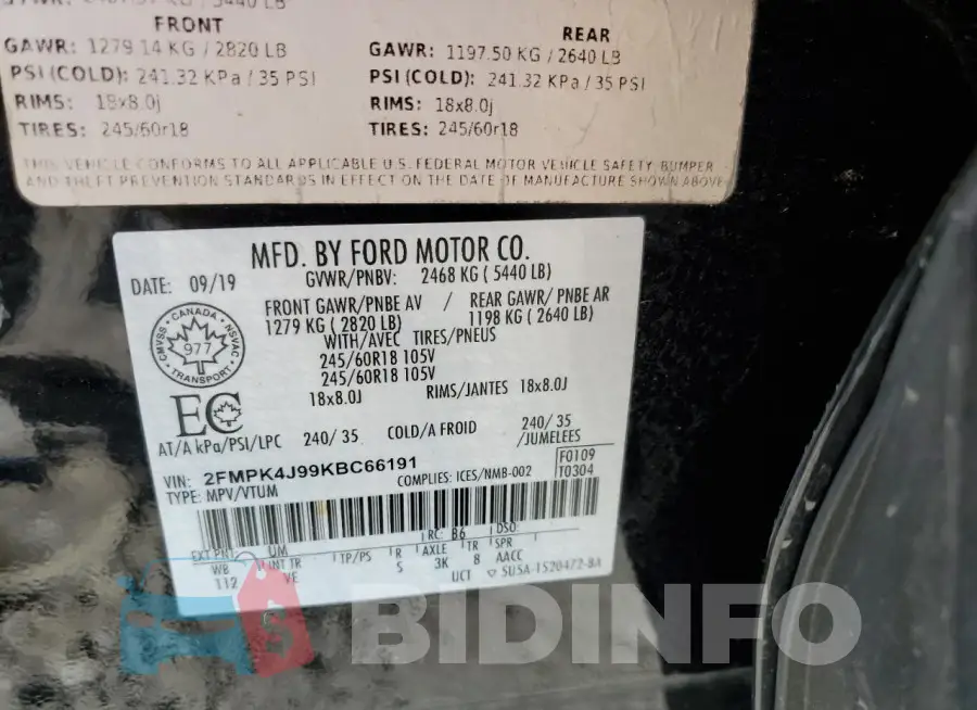 2FMPK4J99KBC66191 Photo# 13