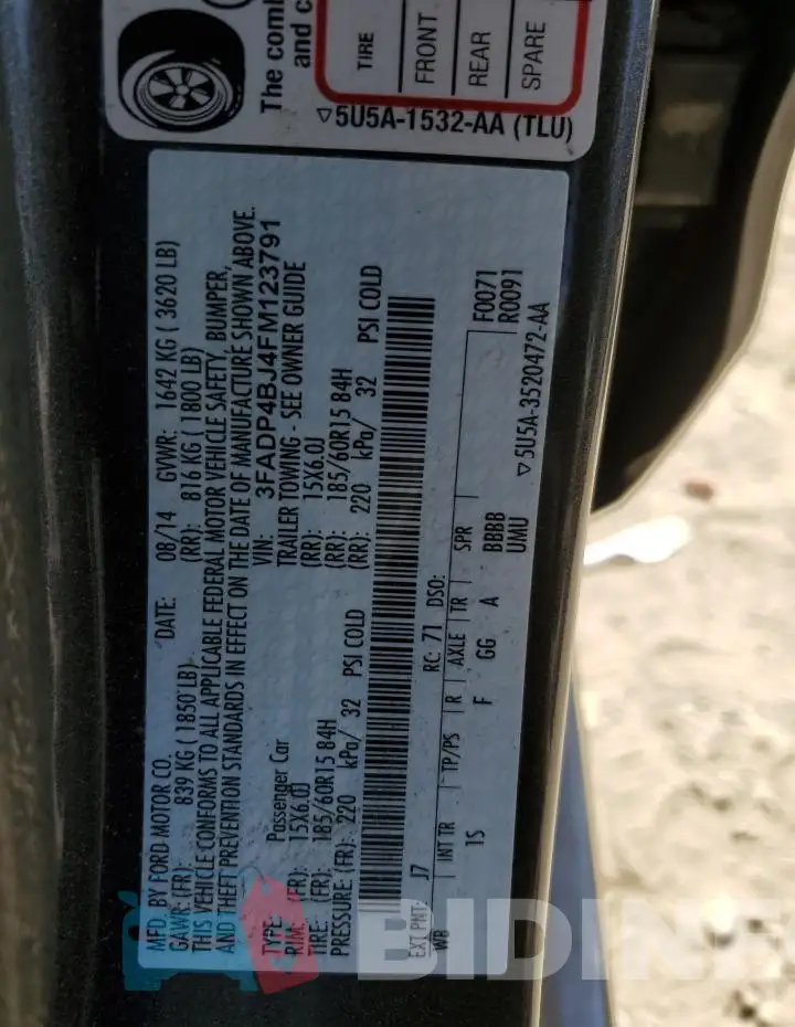 3FADP4BJ4FM123791 Photo# 12