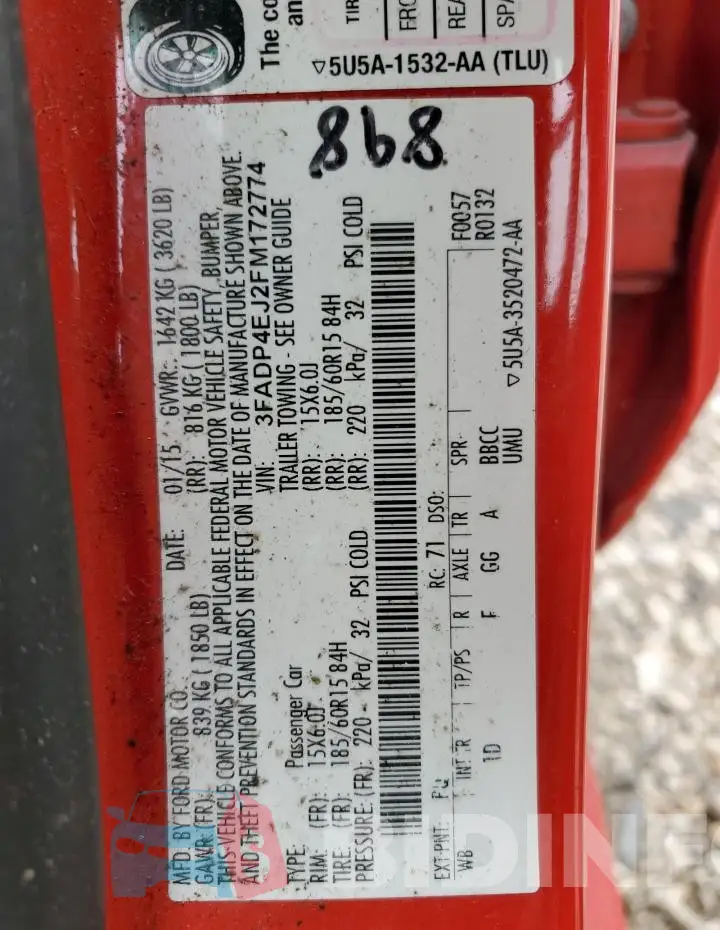 3FADP4EJ2FM172774 Photo# 13