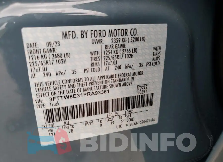 3FTTW8E31PRA93361 Photo# 12