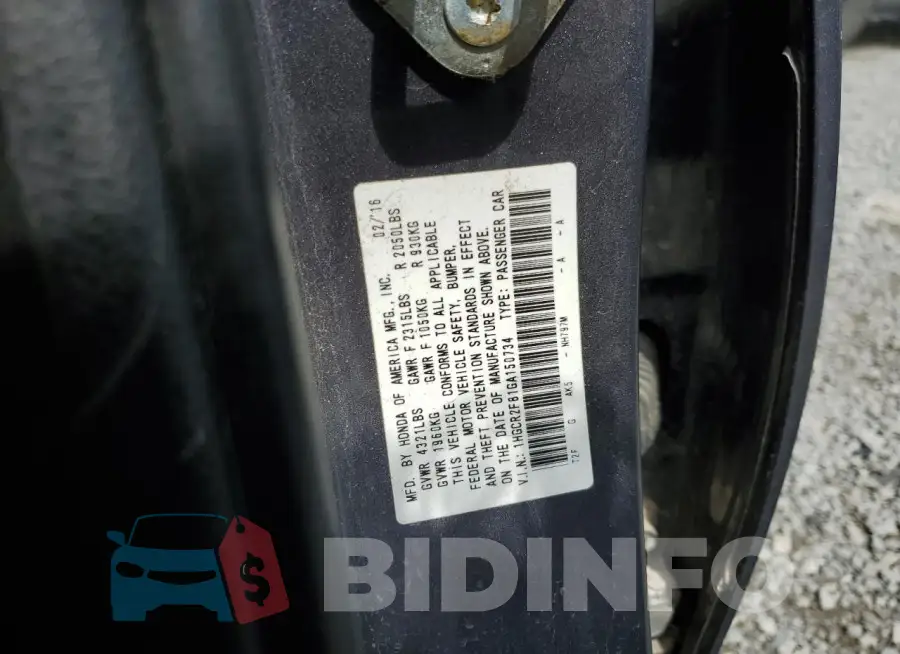 1HGCR2F81GA150734 Photo# 12
