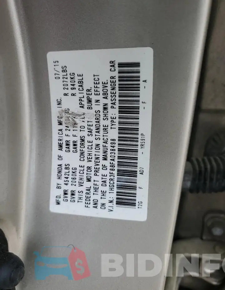 1HGCR3F88FA038498 Photo# 12
