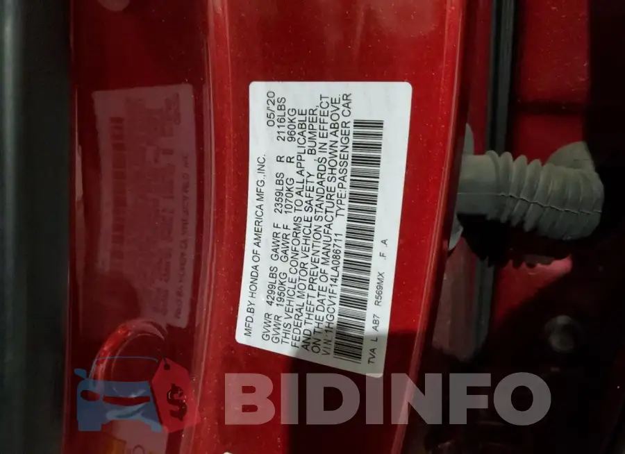 1HGCV1F14LA086711 Photo# 12