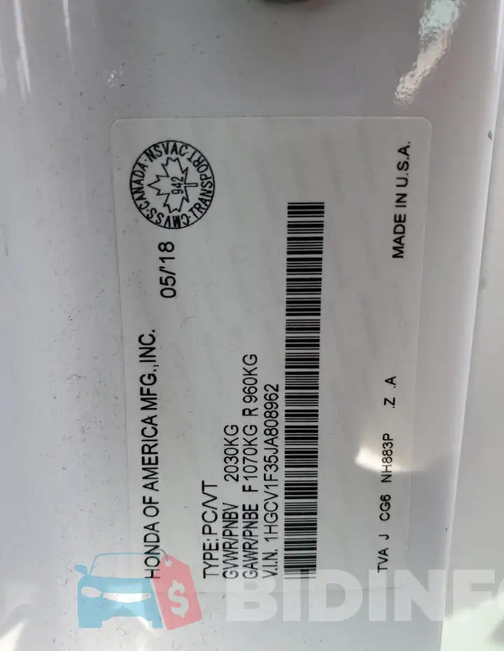 1HGCV1F35JA808962 Photo# 13