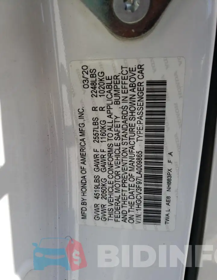 1HGCV3F97LA009865 Photo# 12