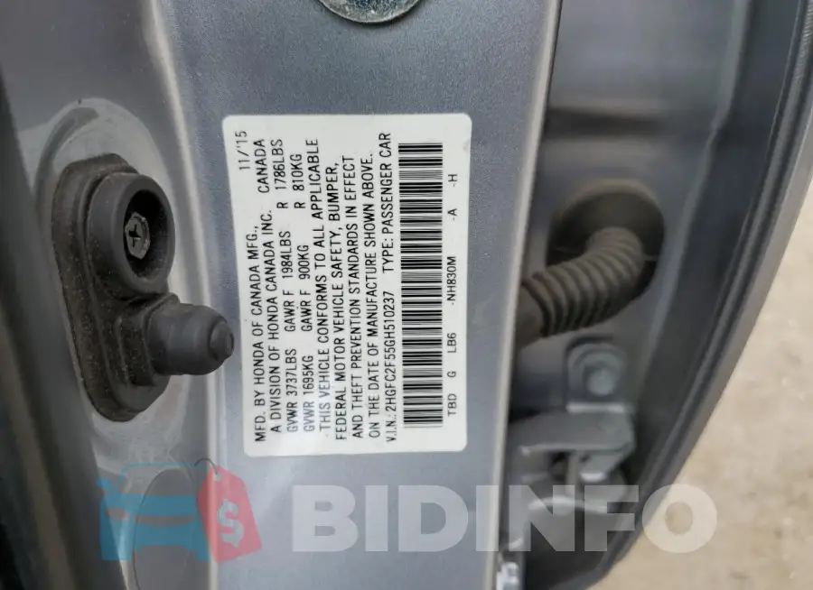 2HGFC2F55GH510237 Photo# 12
