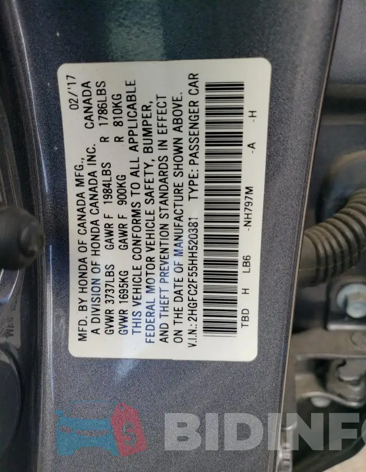 2HGFC2F55HH520381 Photo# 12