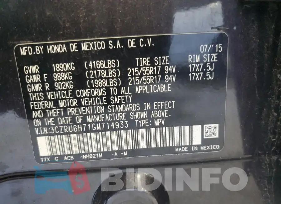 3CZRU6H71GM714933 Photo# 12