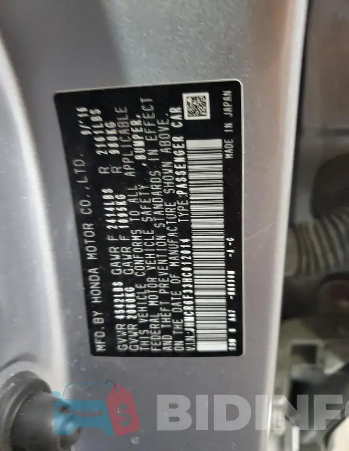 JHMCR6F33HC012014 Photo# 12