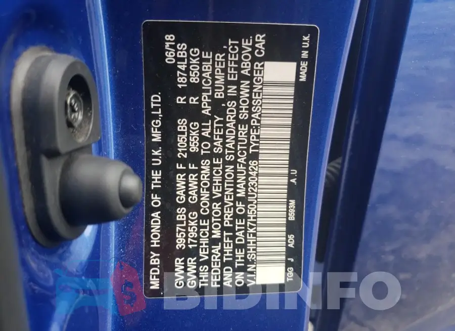 SHHFK7H50JU230426 Photo# 12
