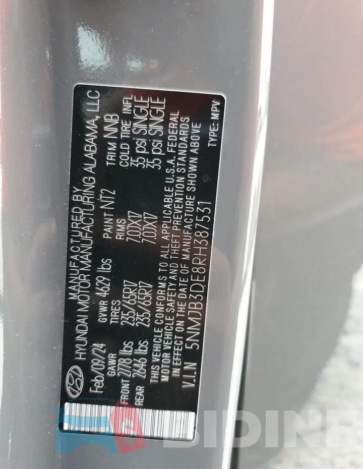 5NMJB3DE8RH387531 Photo# 12