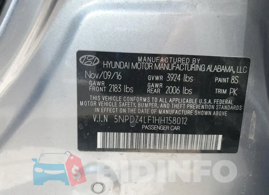 5NPD74LF1HH158012 Photo# 12