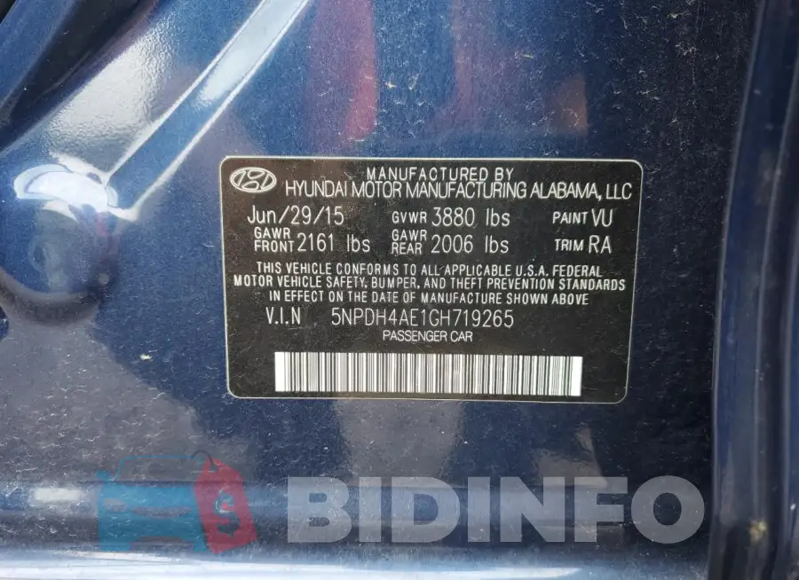 5NPDH4AE1GH719265 Photo# 12