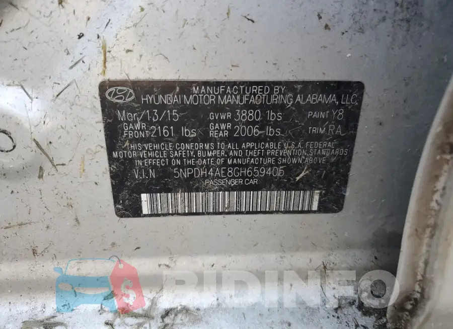 5NPDH4AE8GH659405 Photo# 12