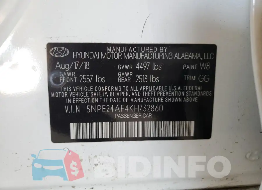 5NPE24AF4KH732860 Photo# 12