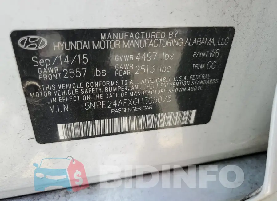 5NPE24AFXGH305075 Photo# 13