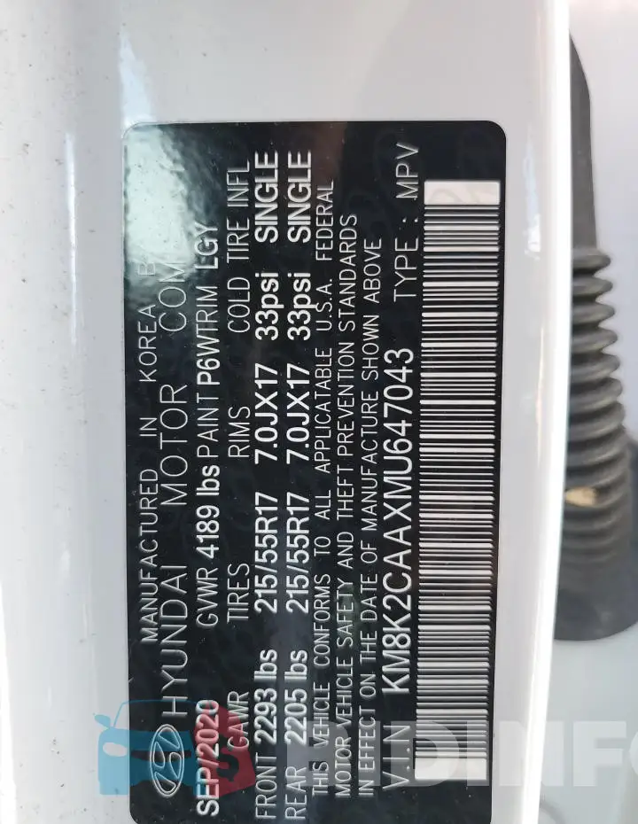 KM8K2CAAXMU647043 Photo# 12