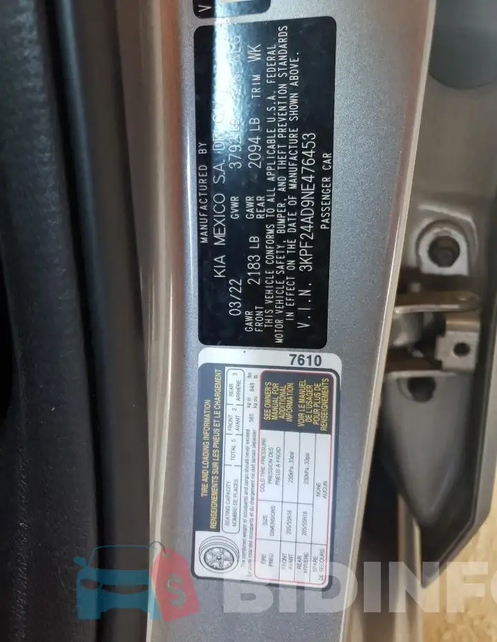 3KPF24AD9NE476453 Photo# 12