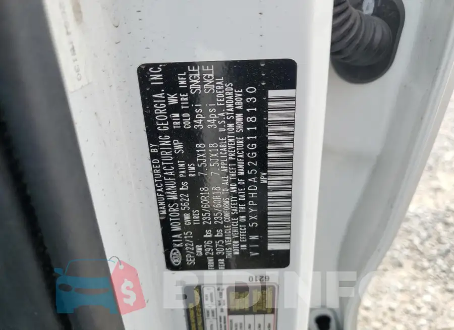 5XYPHDA52GG118130 Photo# 13