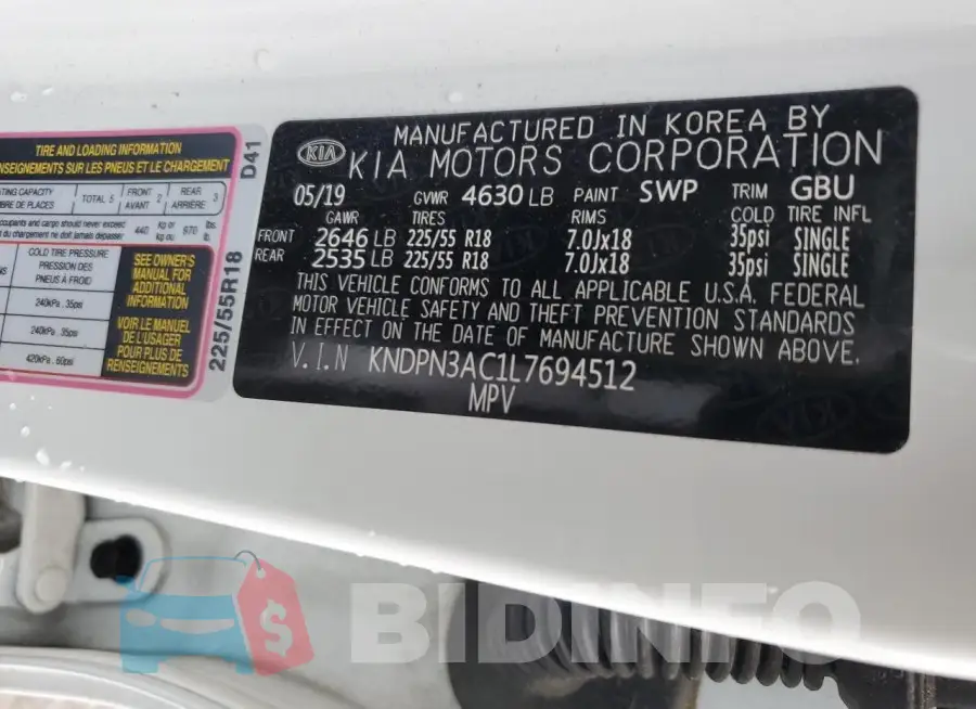 KNDPN3AC1L7694512 Photo# 12
