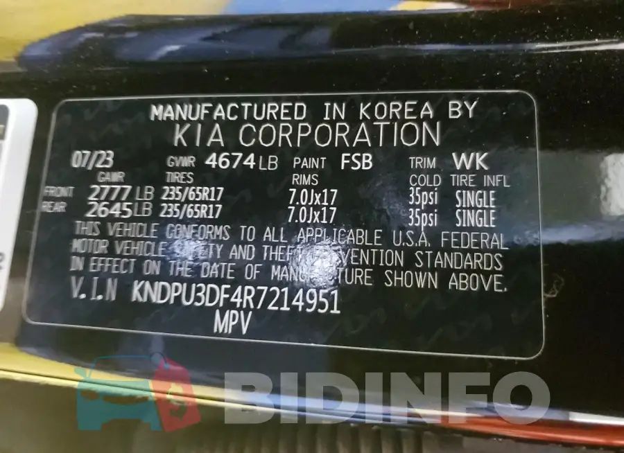 KNDPU3DF4R7214951 Photo# 14