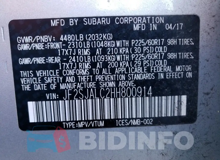 JF2SJALC2HH800914 Photo# 12