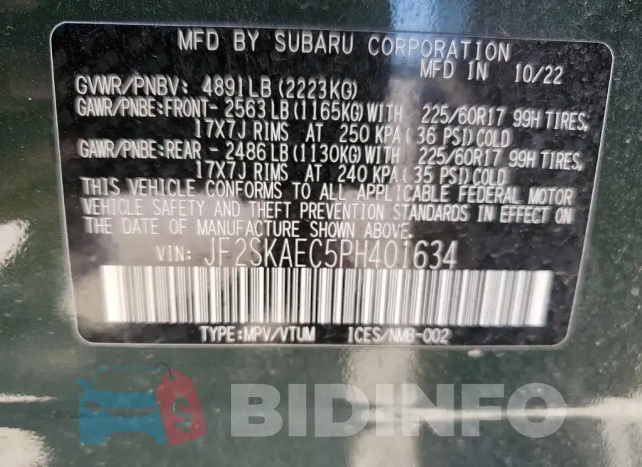 JF2SKAEC5PH401634 Photo# 13