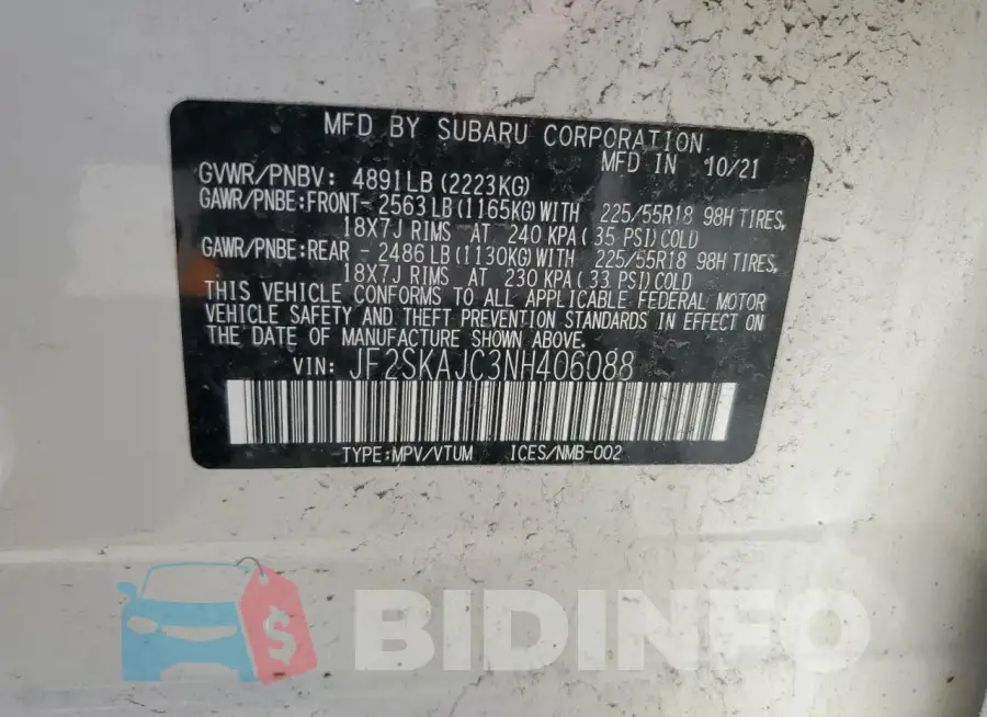 JF2SKAJC3NH406088 Photo# 14