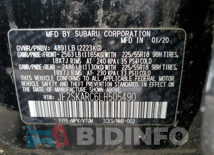 JF2SKARC6LH505490 Photo# 14