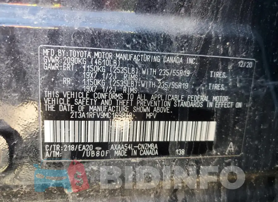 2T3A1RFV9MC169848 Photo# 13